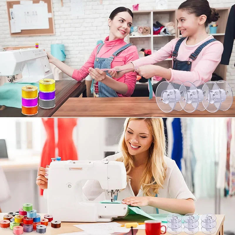 🧵 25 Bobines Vides Transparentes + Boîte de Rangement 💡🎁