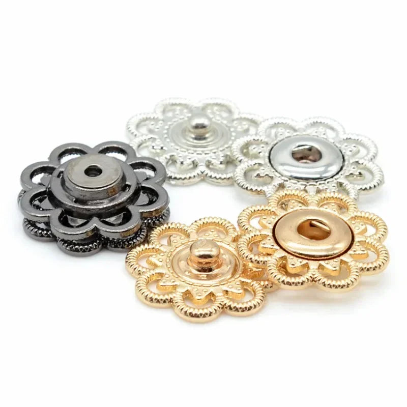 🌺 Boutons Pression Fleur Vintage