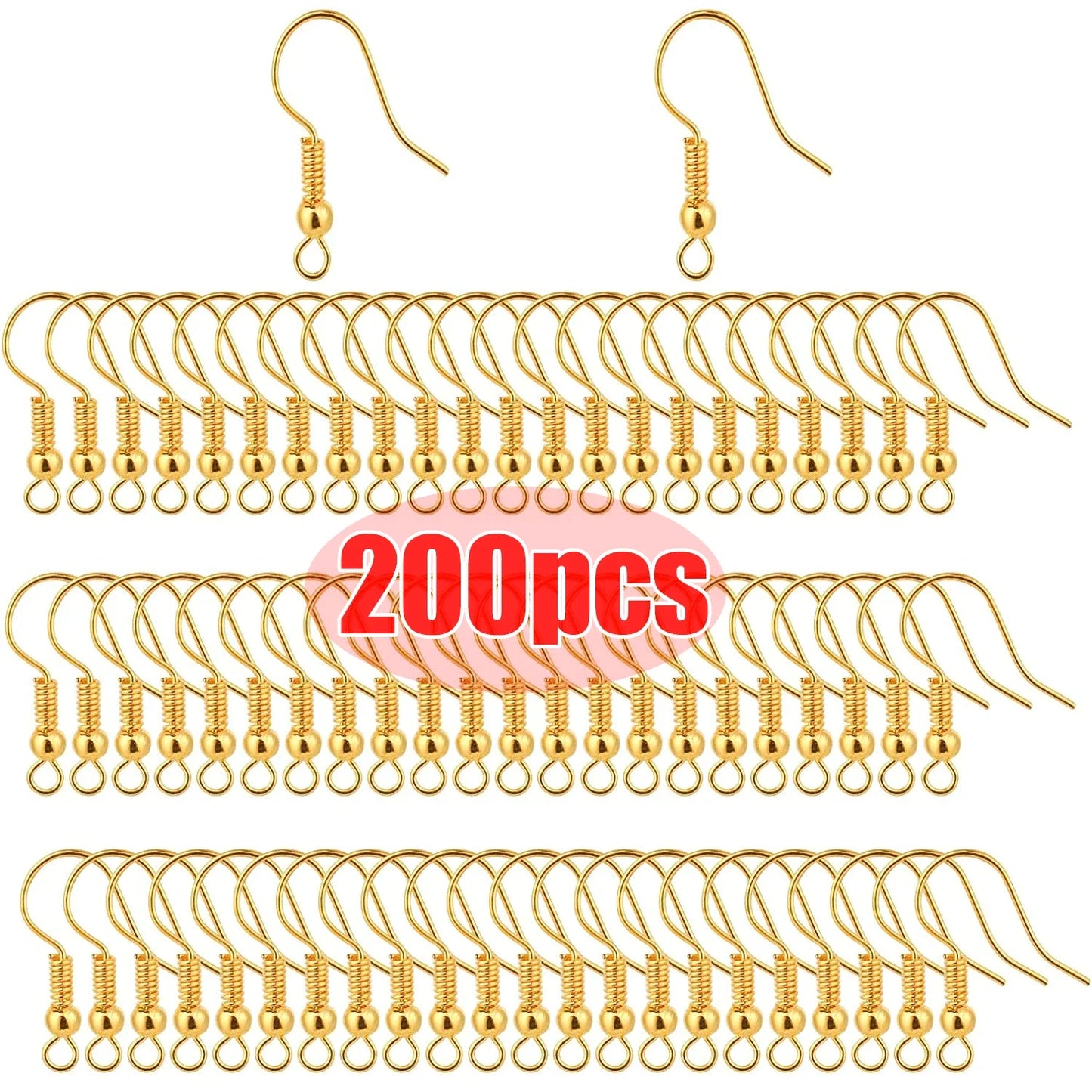 ✨ 100/200 pcs Crochets d’Oreilles Inox Hypoallergéniques