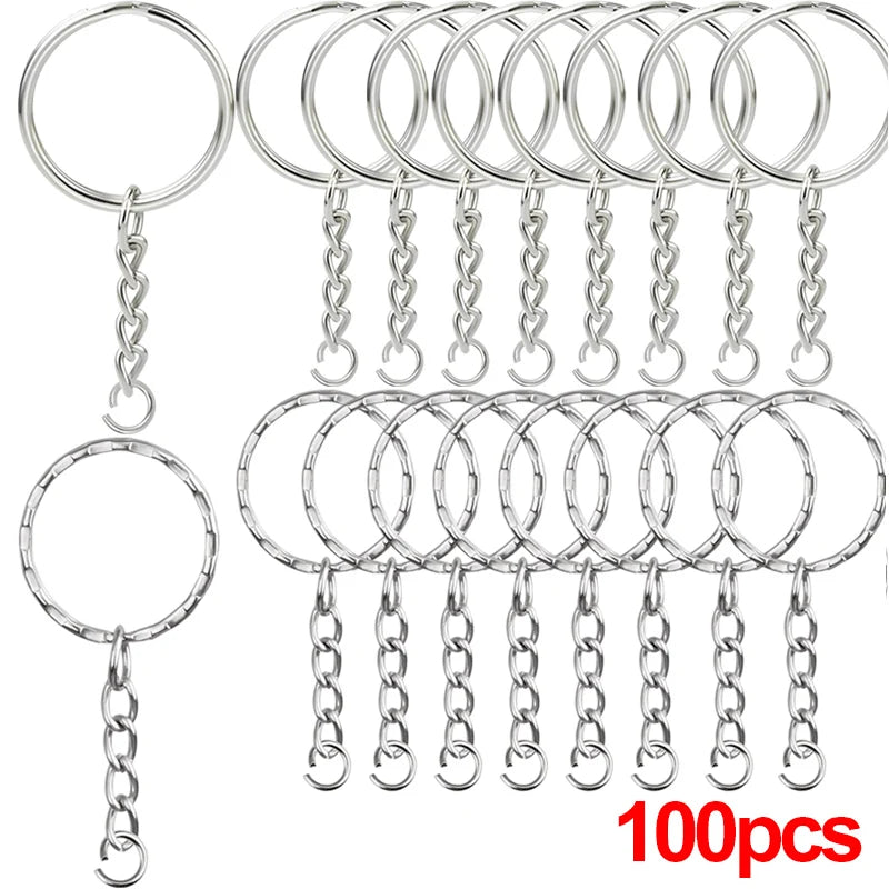 🔑 20 à 100pcs Anneaux Porte-Clés Métal