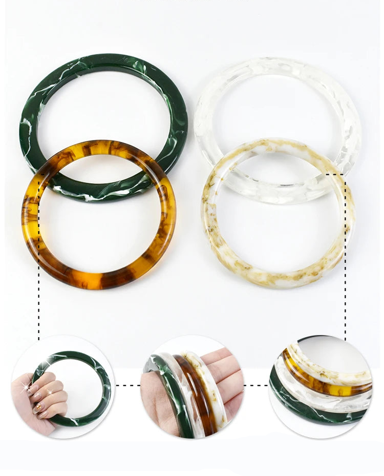 👜 2 Pcs (1 Paire) Poignées Rondes en résine Ambre – 10 cm ✨