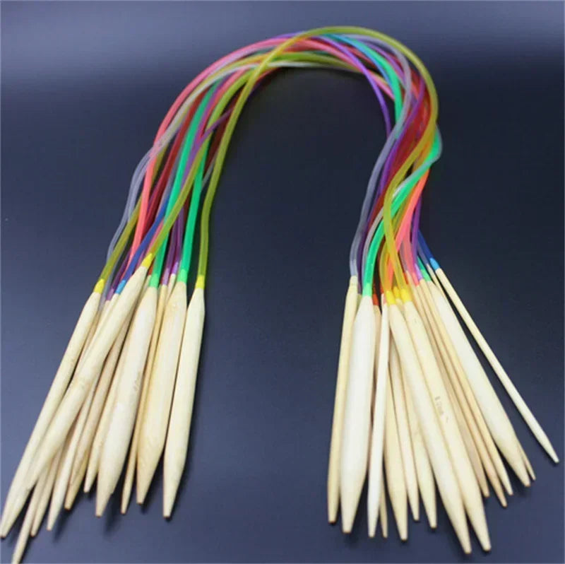 🎍 Set de 18 Aiguilles Circulaires en Bambou – 40 à 120 cm 💛