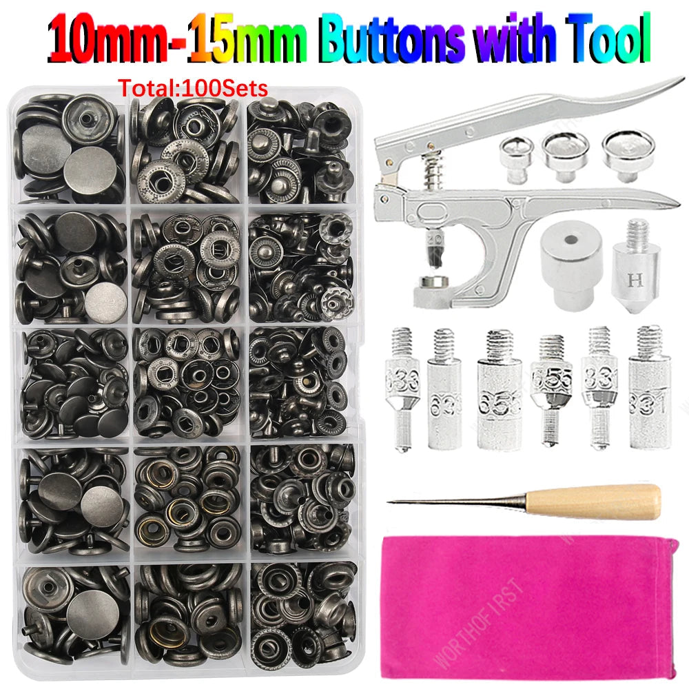 🧷 Kit Boutons Pression Métal + Pince