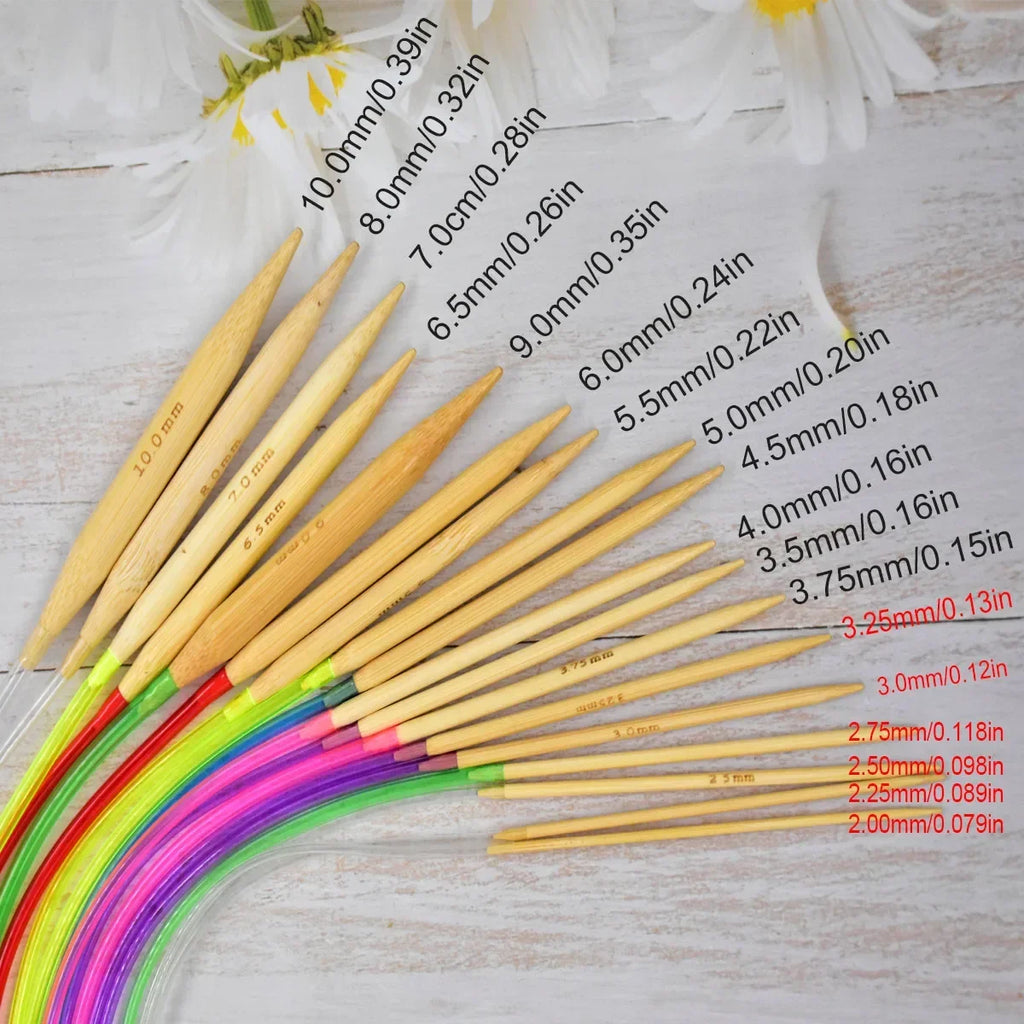 🎍 Set de 18 Aiguilles Circulaires en Bambou – 40 à 120 cm 💛