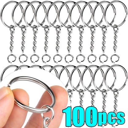 🔑 20 à 100pcs Anneaux Porte-Clés Métal