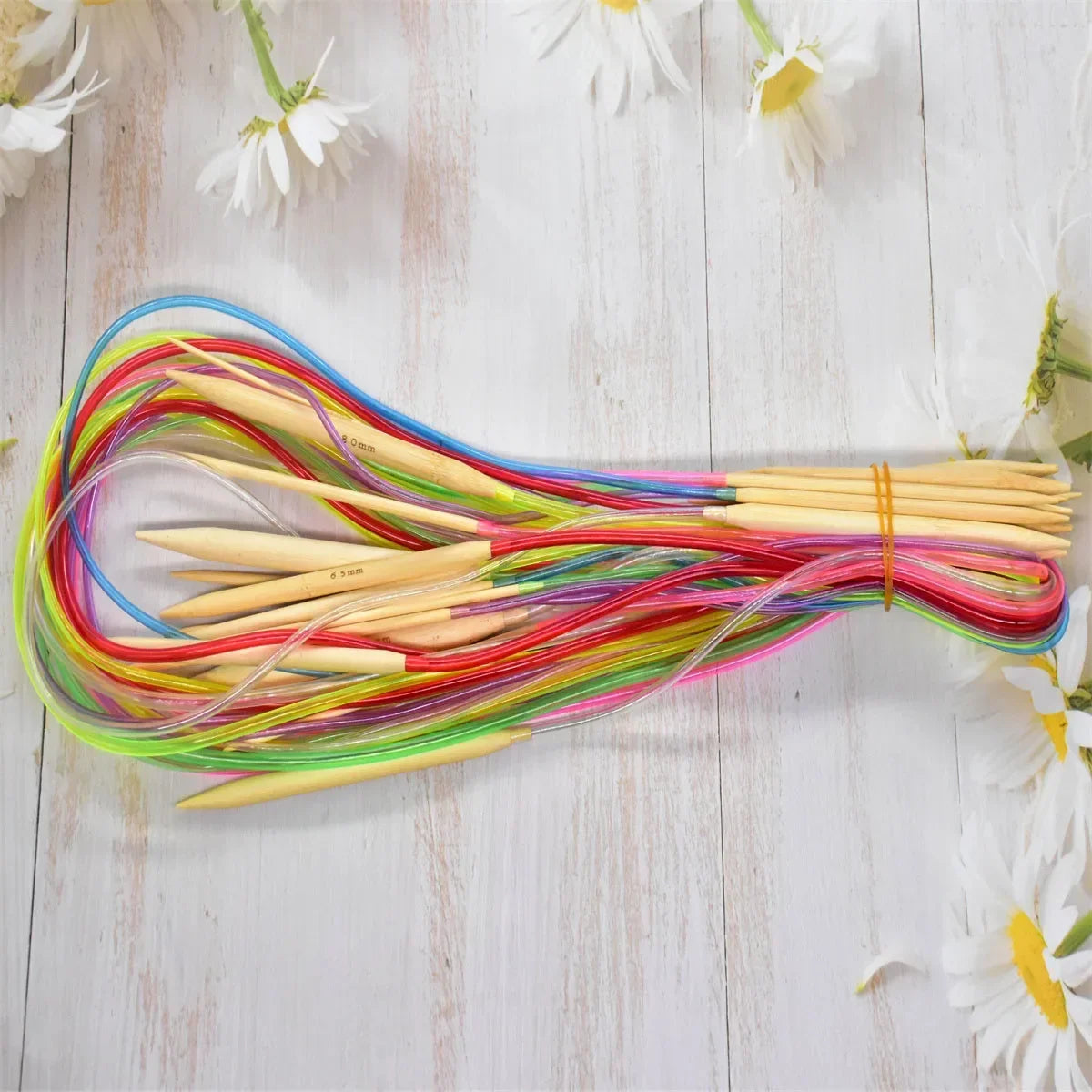 🎍 Set de 18 Aiguilles Circulaires en Bambou – 40 à 120 cm 💛