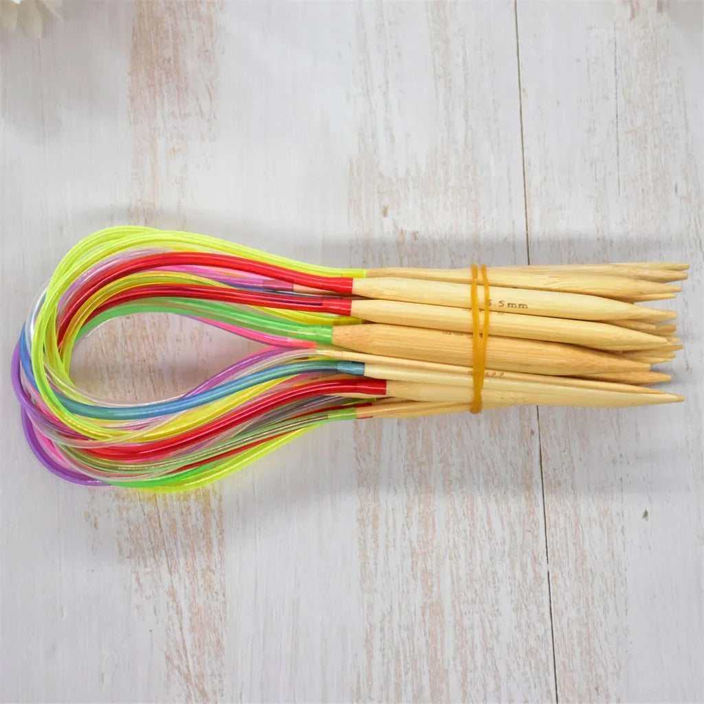 🎍 Set de 18 Aiguilles Circulaires en Bambou – 40 à 120 cm 💛