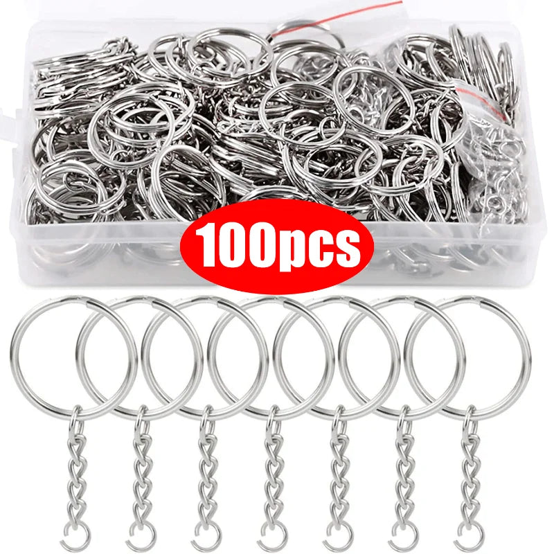 🔑 20 à 100pcs Anneaux Porte-Clés Métal