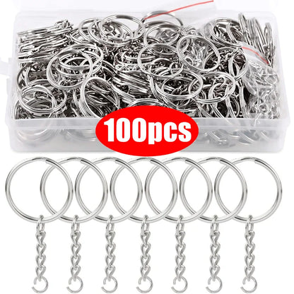 🔑 20 à 100pcs Anneaux Porte-Clés Métal
