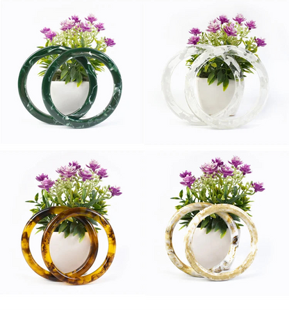 👜 2 Pcs (1 Paire) Poignées Rondes en résine Ambre – 10 cm ✨