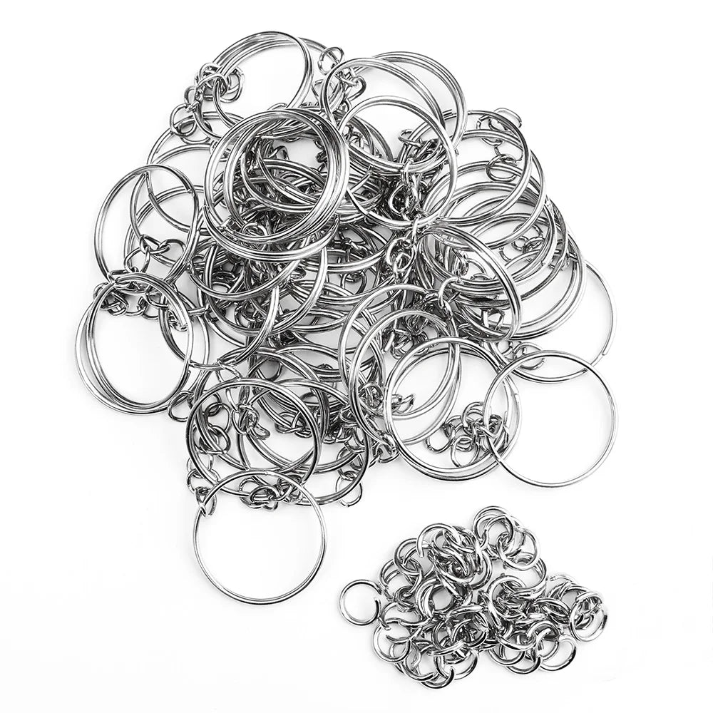 🔑 20 à 100pcs Anneaux Porte-Clés Métal