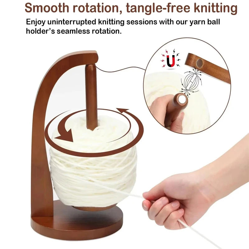 🧶 Support de pelote rotatif magnétique en bois