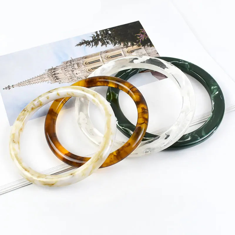 👜 2 Pcs (1 Paire) Poignées Rondes en résine Ambre – 10 cm ✨