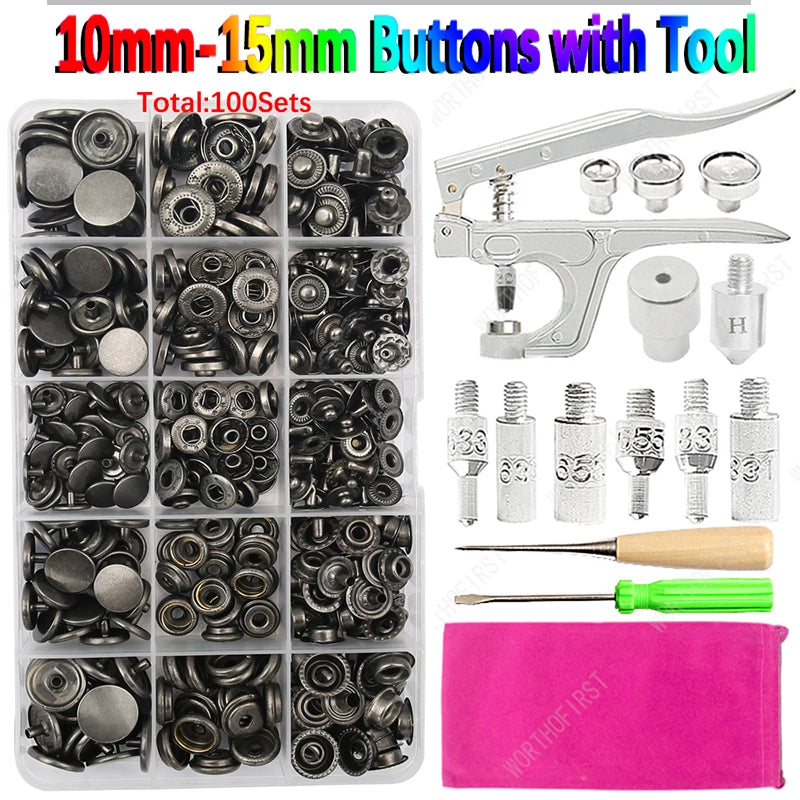 🧷 Kit Boutons Pression Métal + Pince