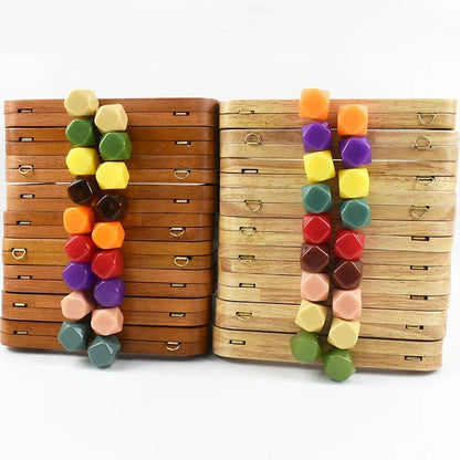 🌰 Fermoir en Bois avec Perles – 20 cm