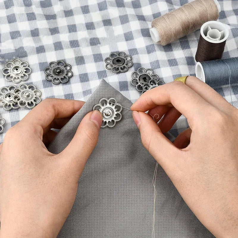 🌺 Boutons Pression Fleur Vintage