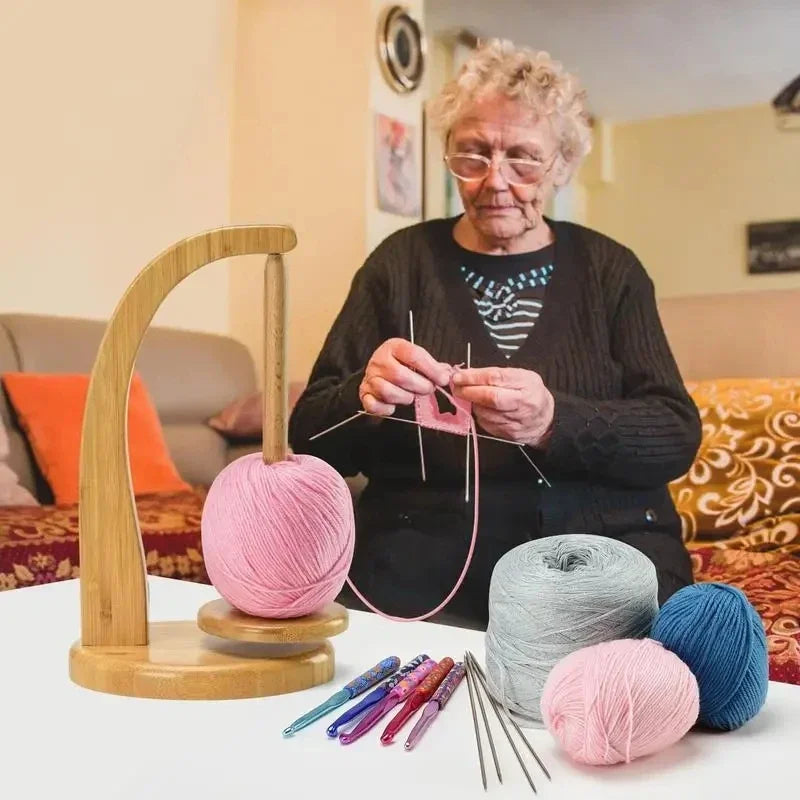 🧶 Support de pelote rotatif magnétique en bois