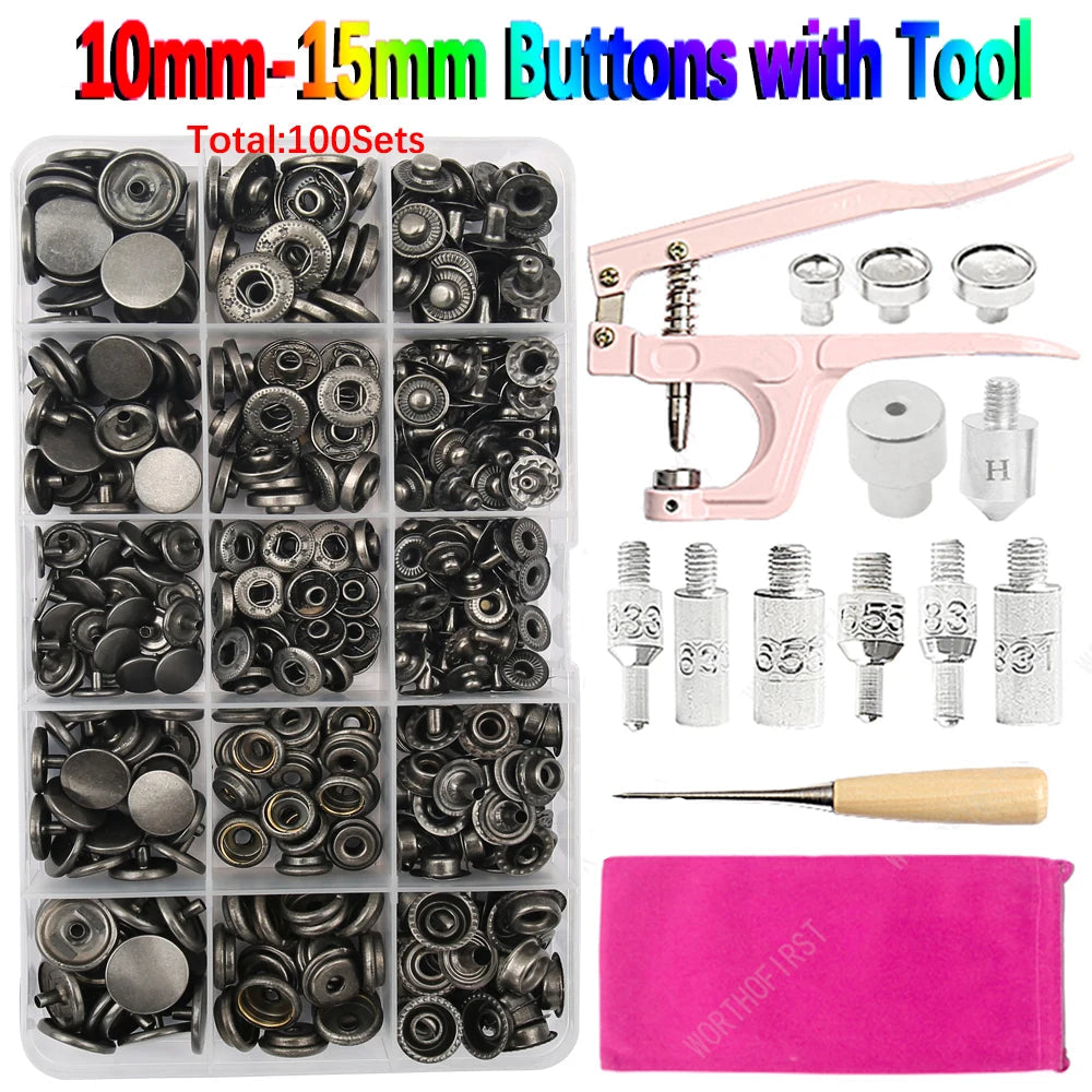 🧷 Kit Boutons Pression Métal + Pince
