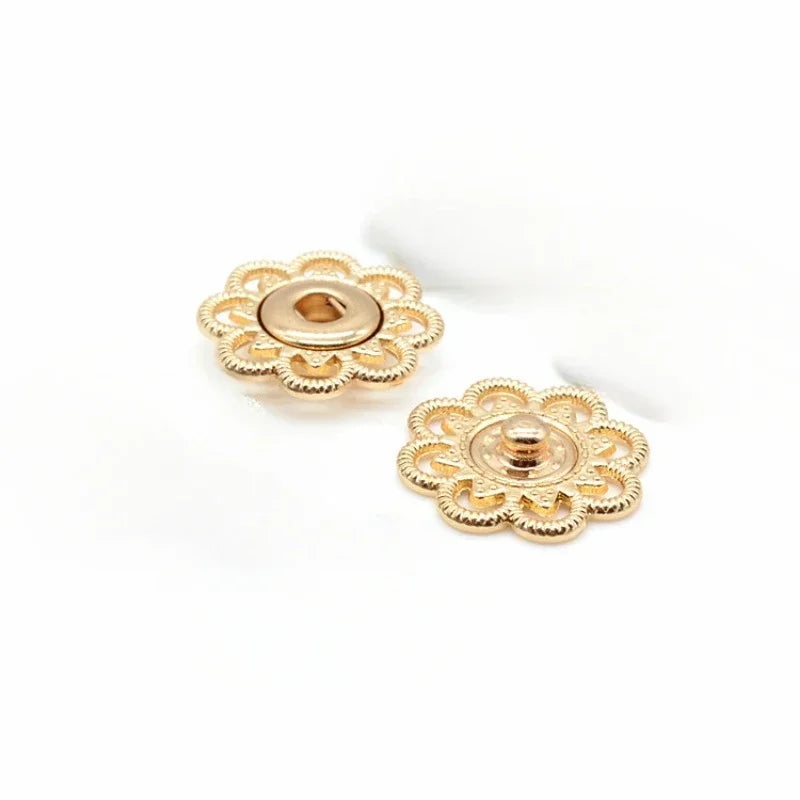 🌺 Boutons Pression Fleur Vintage