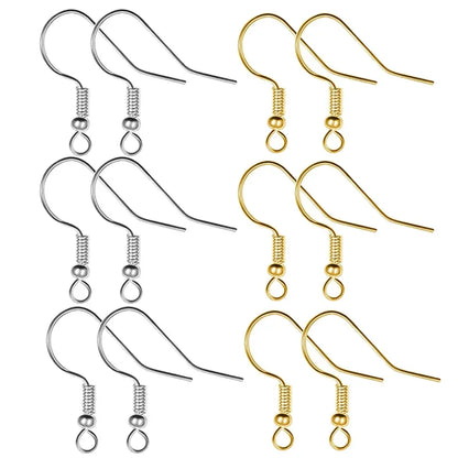 ✨ 100/200 pcs Crochets d’Oreilles Inox Hypoallergéniques