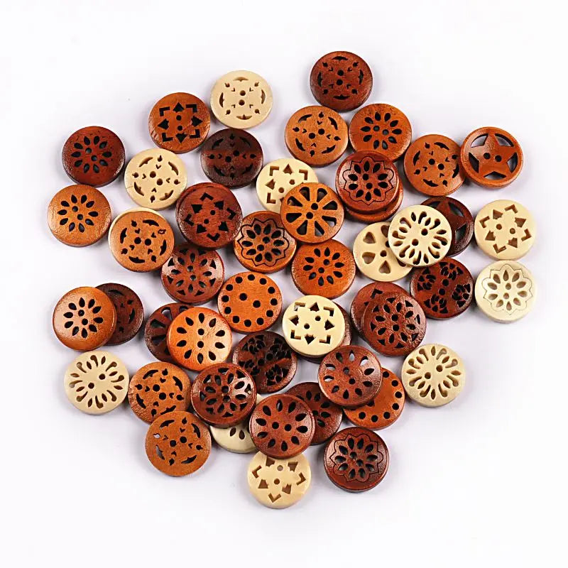 🎨 50 Boutons en Bois Ajournés