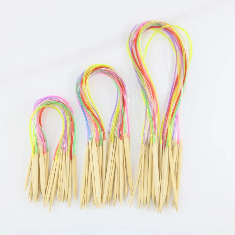 🎍 Set de 18 Aiguilles Circulaires en Bambou – 40 à 120 cm 💛