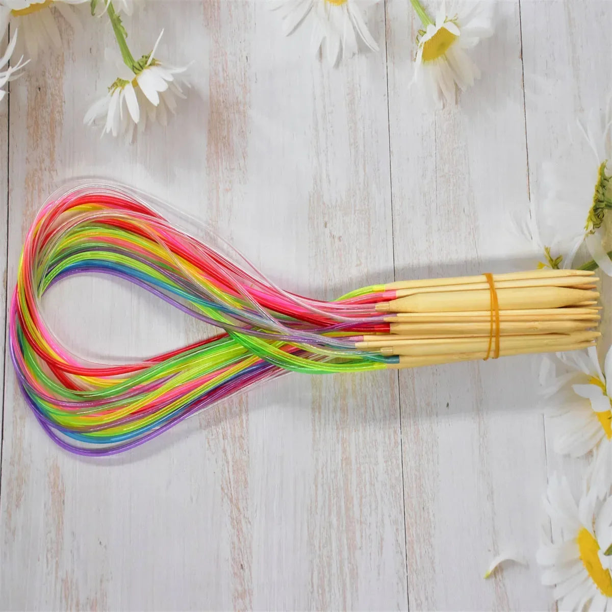 🎍 Set de 18 Aiguilles Circulaires en Bambou – 40 à 120 cm 💛