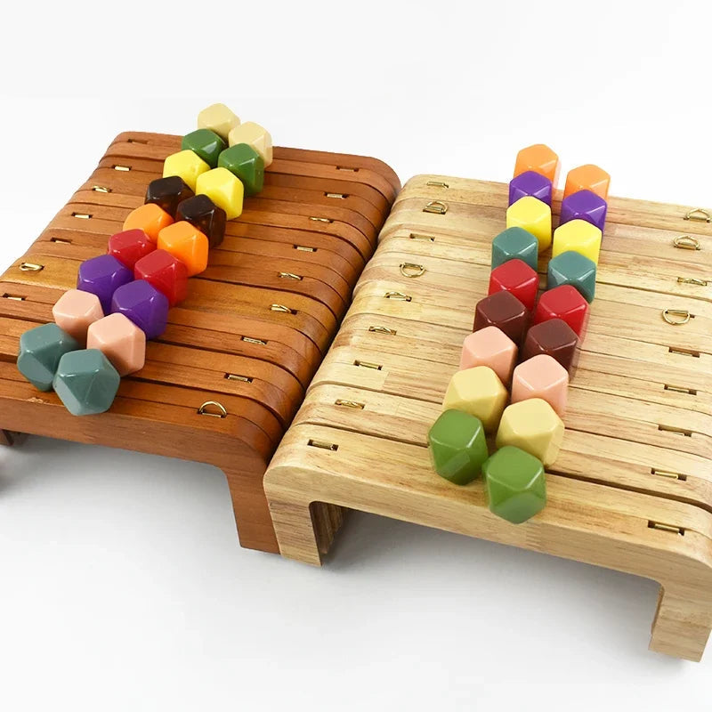 🌰 Fermoir en Bois avec Perles – 20 cm