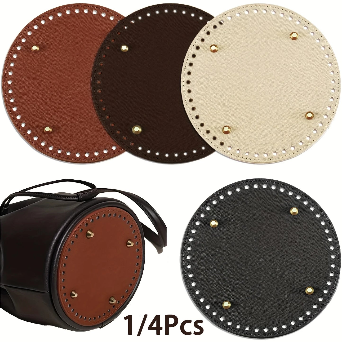 👜 1-4 Pcs Base Ronde en Cuir PU pour Fond de Sac