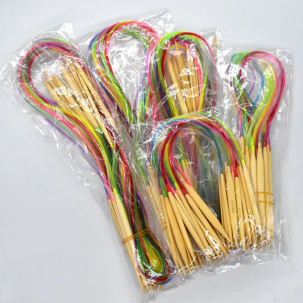 🎍 Set de 18 Aiguilles Circulaires en Bambou – 40 à 120 cm 💛