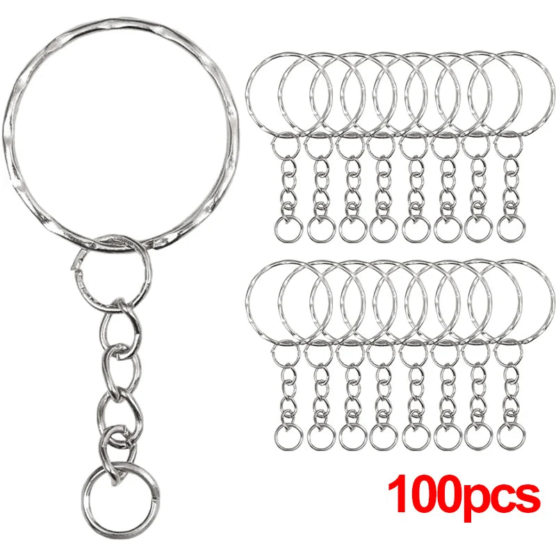 🔑 20 à 100pcs Anneaux Porte-Clés Métal