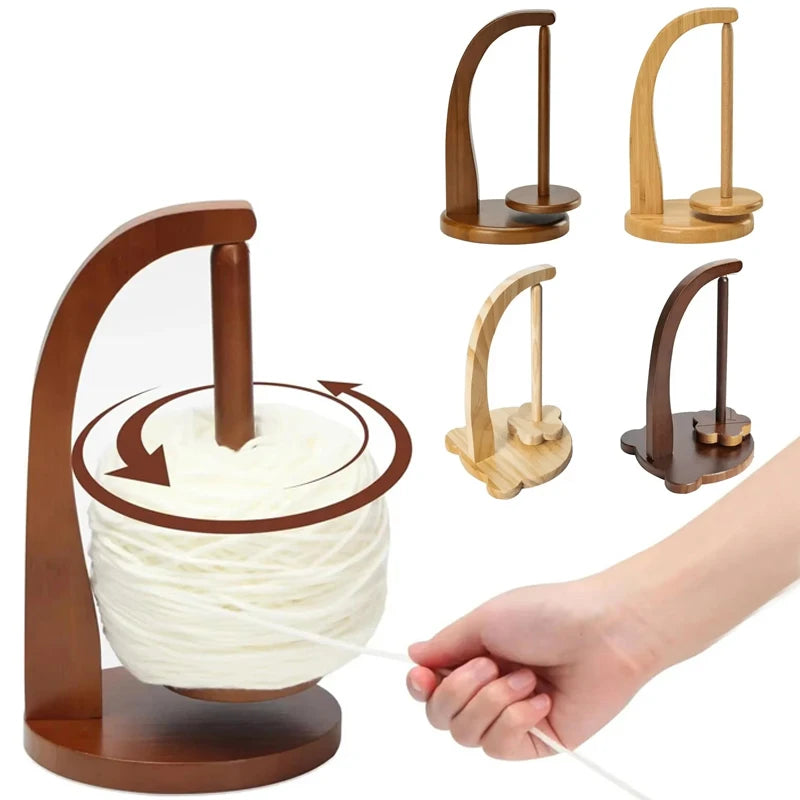 🧶 Support de pelote rotatif magnétique en bois