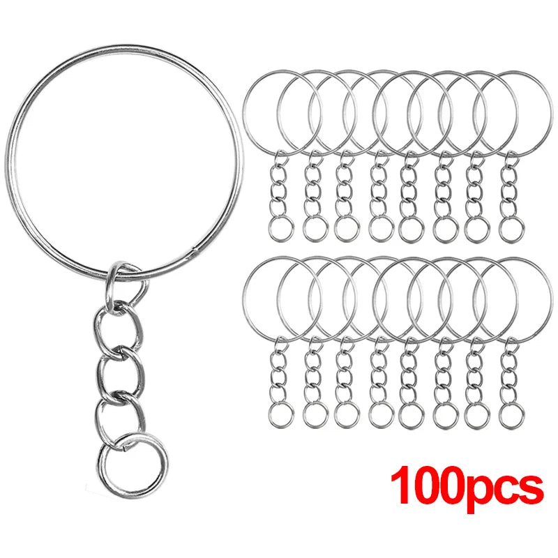 🔑 20 à 100pcs Anneaux Porte-Clés Métal