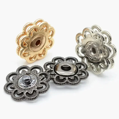 🌺 Boutons Pression Fleur Vintage