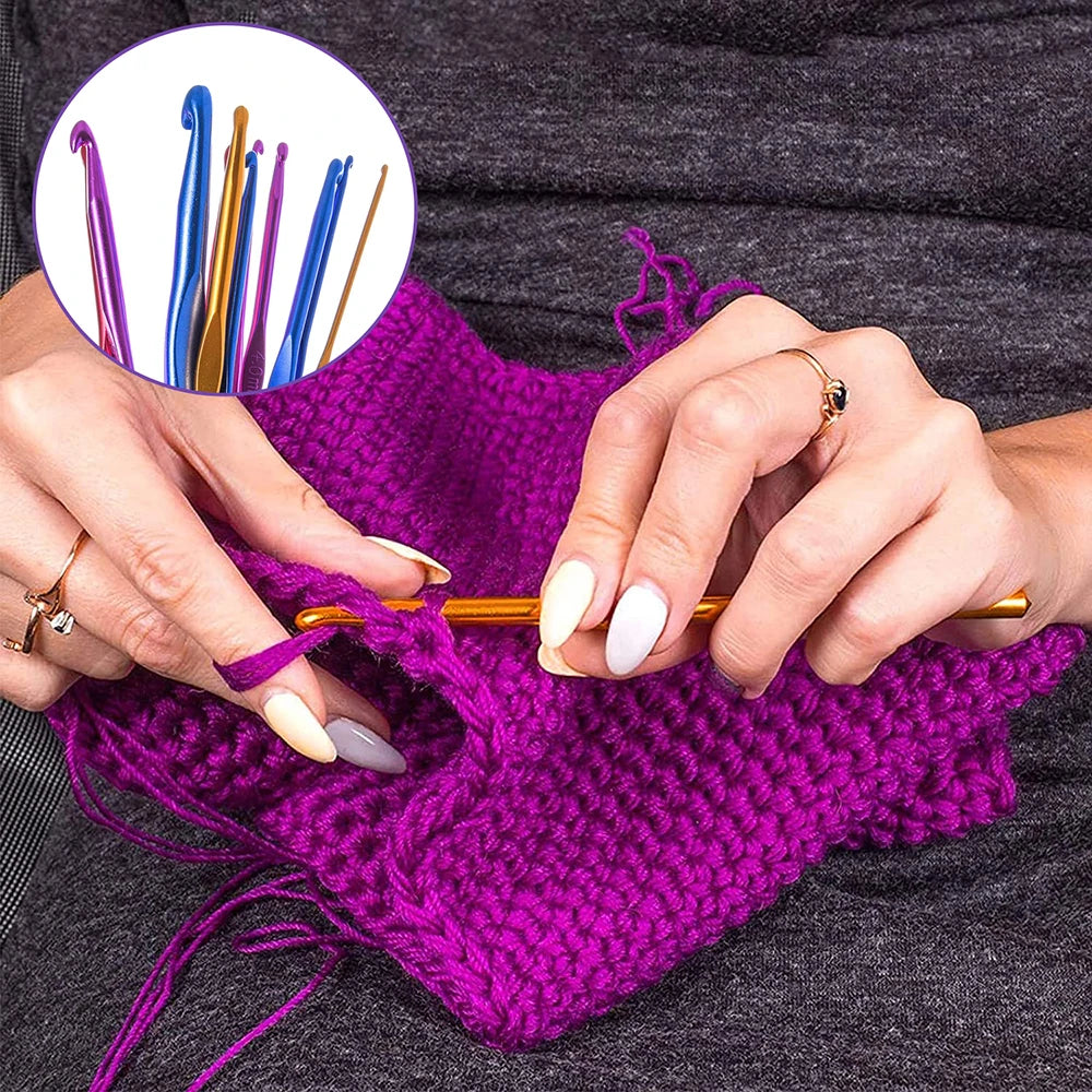 🧶 Set de 12 Crochets Ergonomiques en Métal