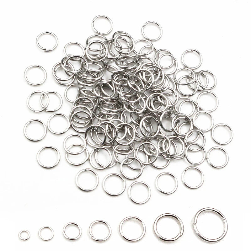 200pcs Anneaux Ouverts 8mm en Acier Inoxydable
