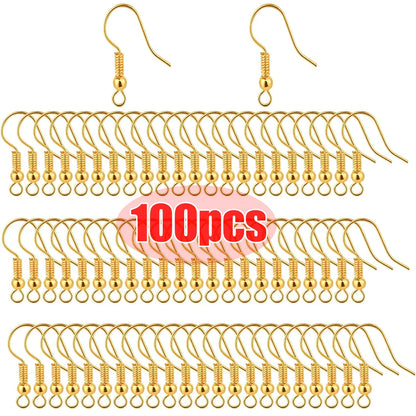 ✨ 100/200 pcs Crochets d’Oreilles Inox Hypoallergéniques