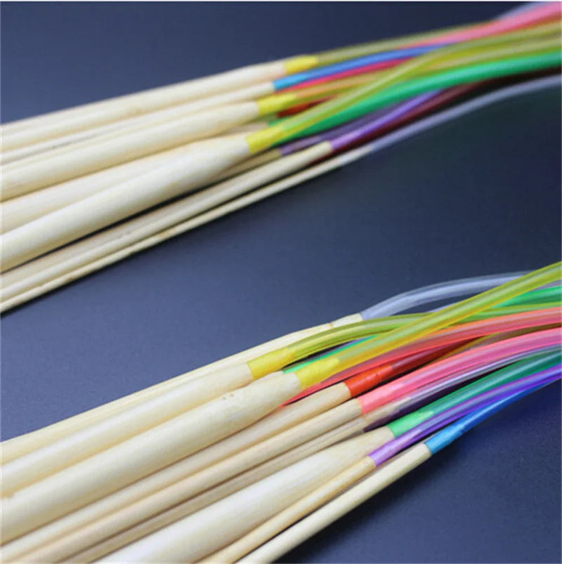🎍 Set de 18 Aiguilles Circulaires en Bambou – 40 à 120 cm 💛